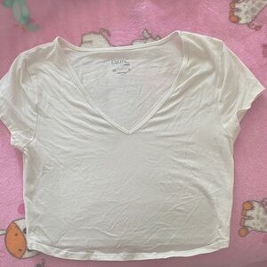 PacSun Women's White V-Neck Short Sleeve Tee